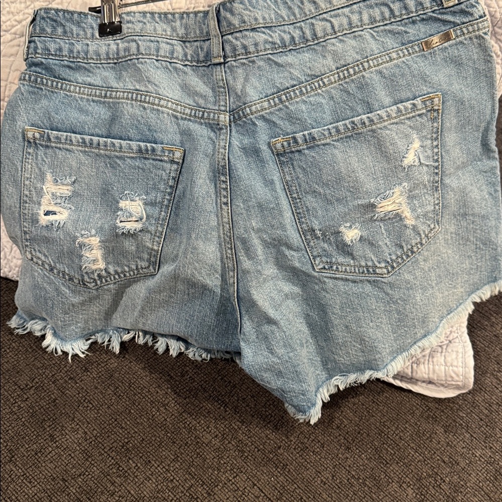 KanCan Light Blue Distressed Jean Shorts - Picture 2 of 4
